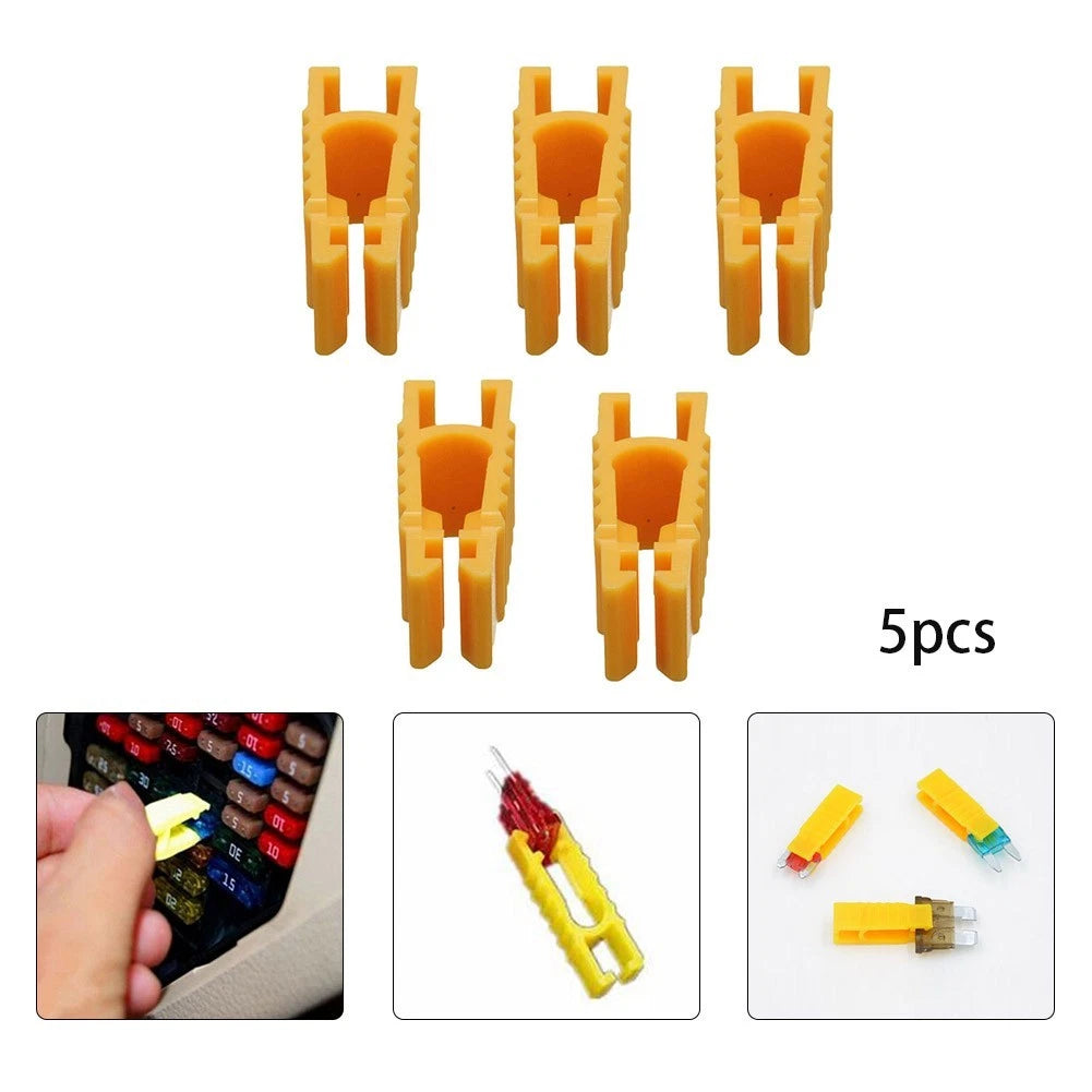 Set of 5 Yellow Fuse Pullers for Standard Car Fuse Blocks