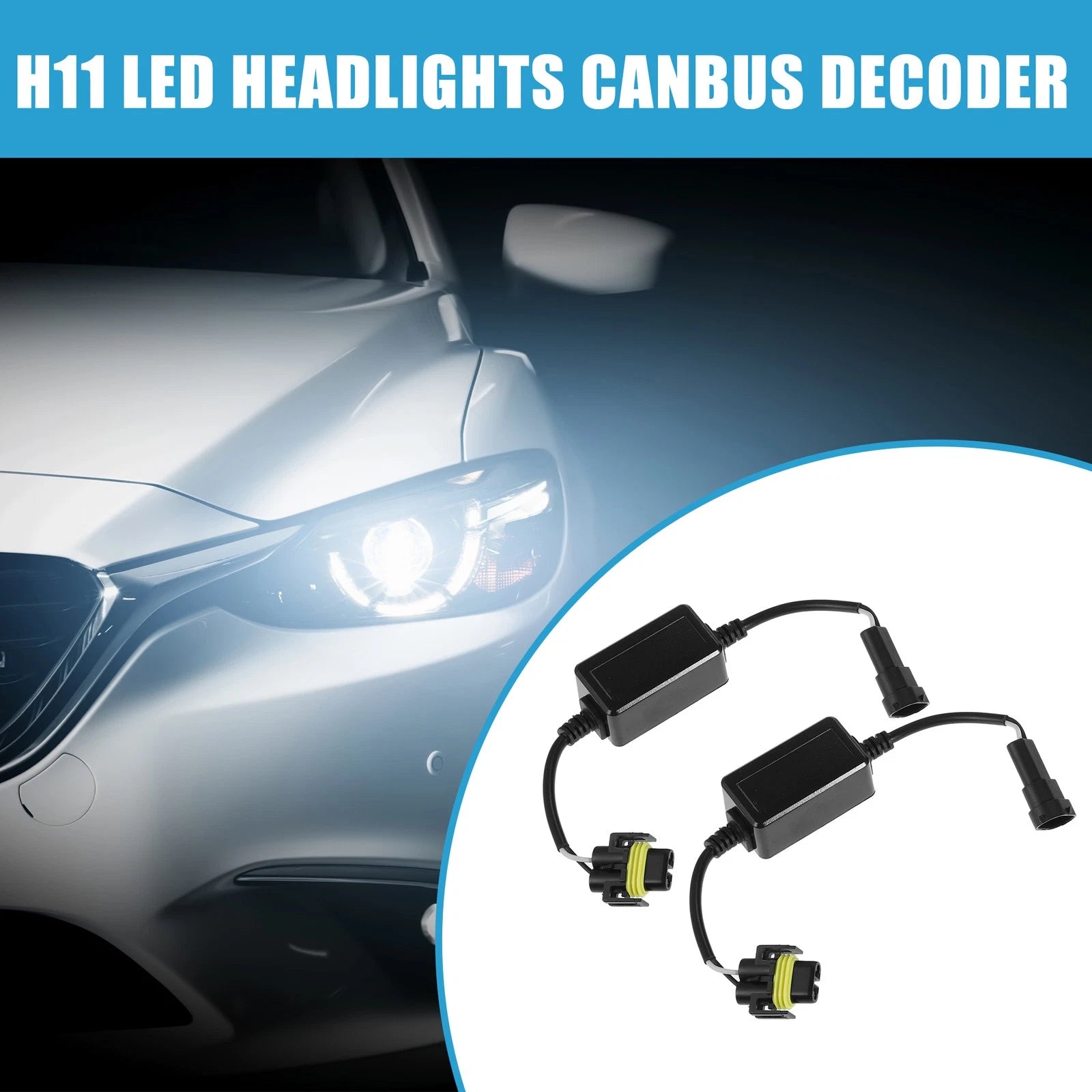 Set of 2 LED Car Headlight Canbus Decoder H11 Anti Flicker Resistor