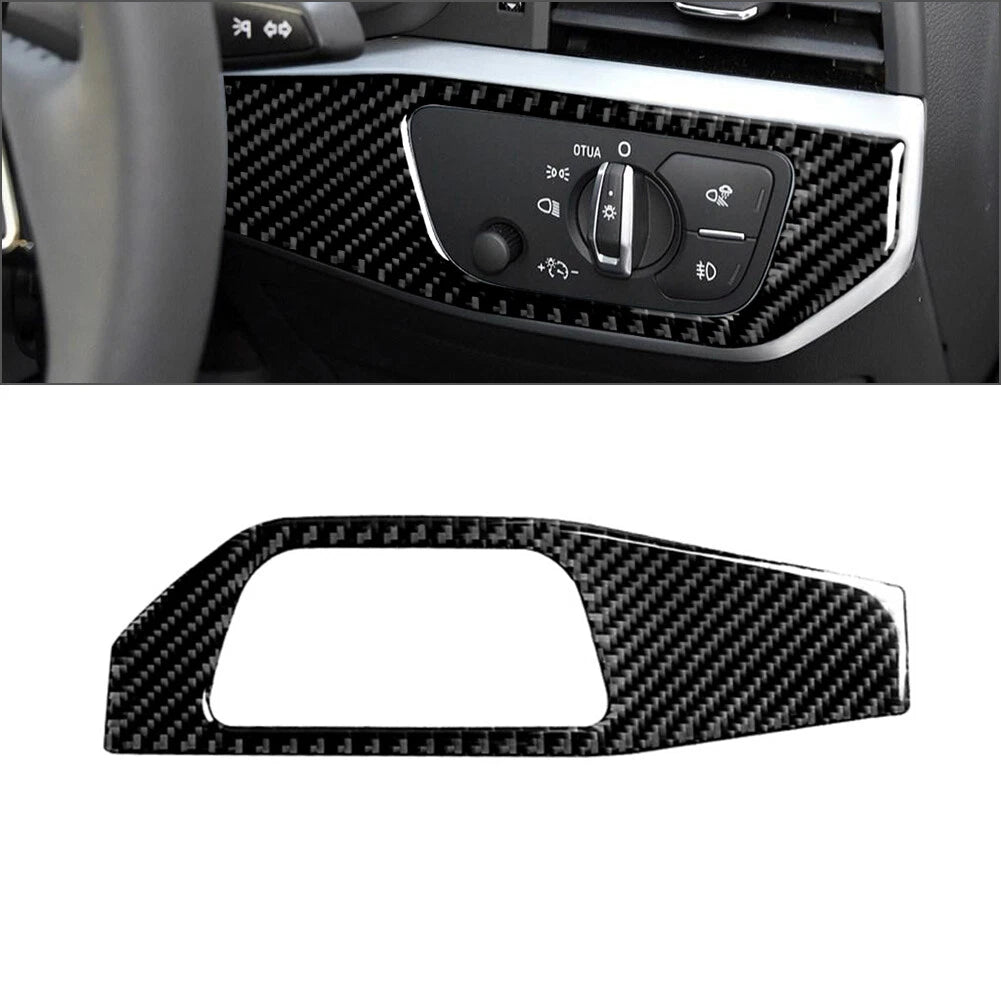 Carbon Fiber Headlight Switch Panel Cover Trim for Audi A4 A5 (2016–2023)