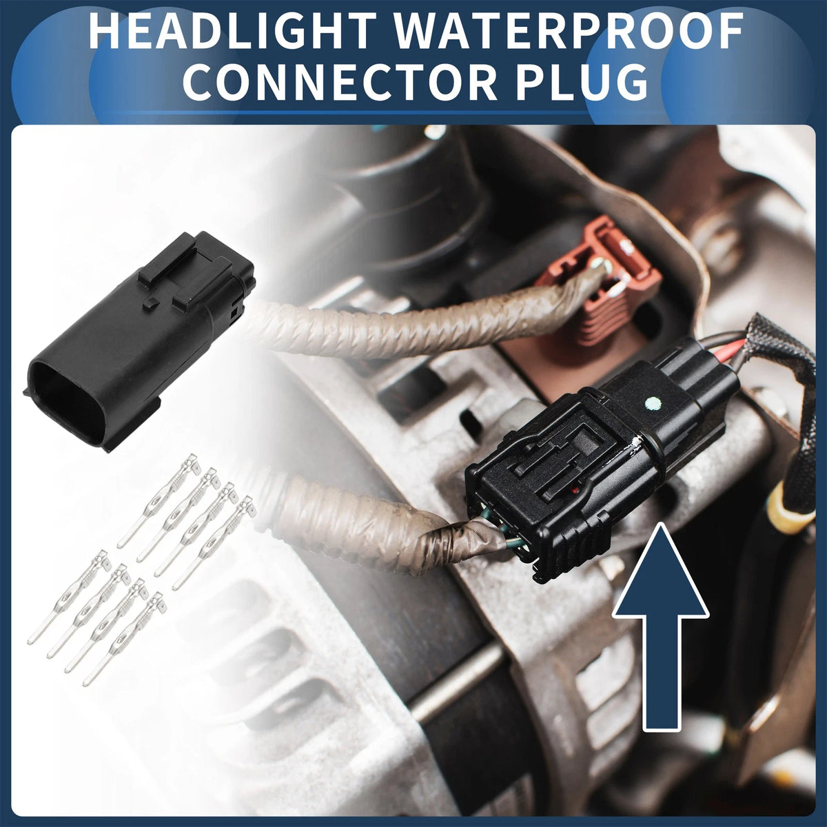Headlight Waterproof Connector Plug 8 Pin for Ford Buick (1 Set)
