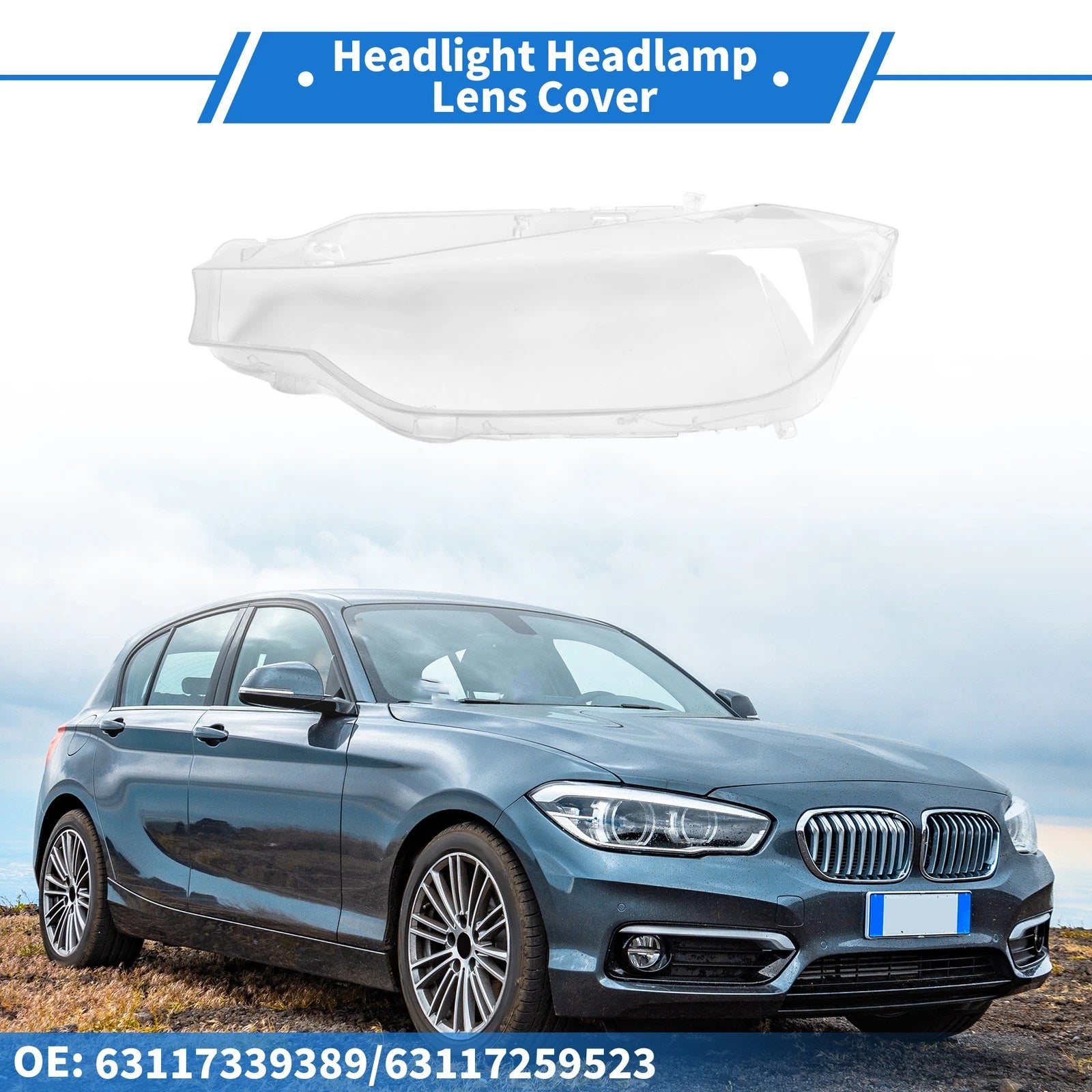 Headlight Lens Cover Front Left Replacement for BMW 3 Series (2013–2015)
