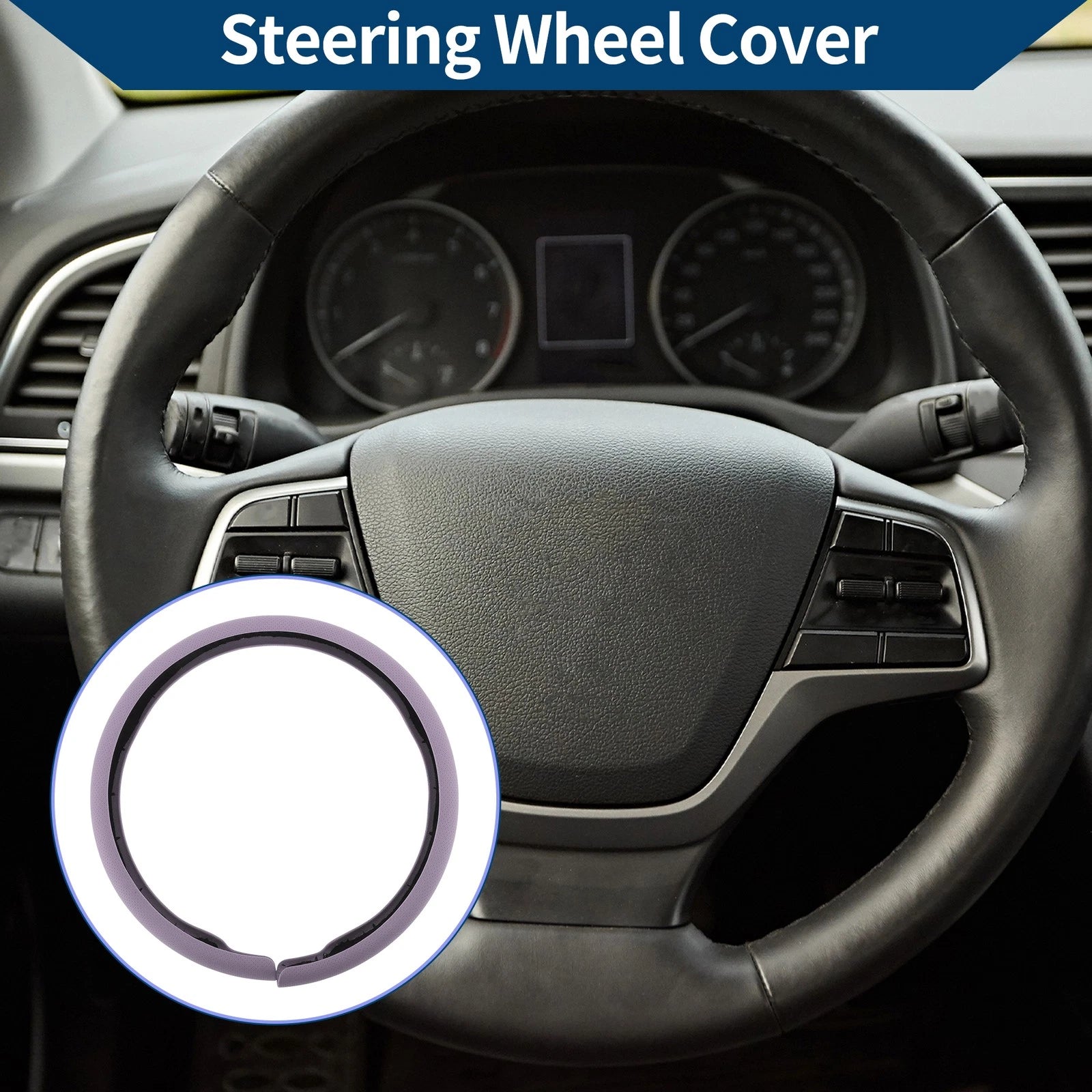 PU Artificial Leather Steering Wheel Cover for Universal Fit (14.96")