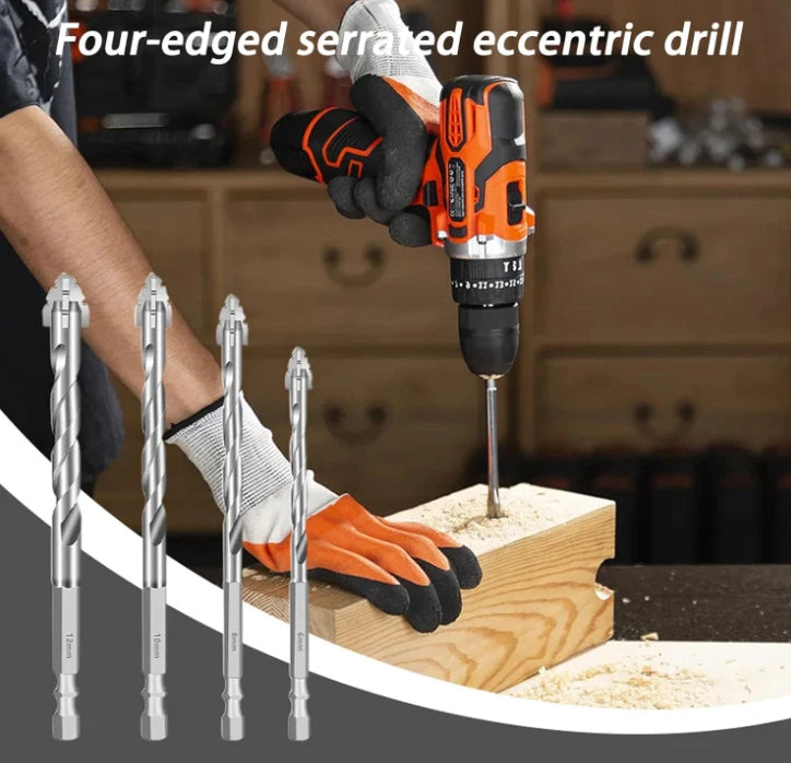Set of 4 Wear-Resistant Masonry Drill Bits for Various Applications