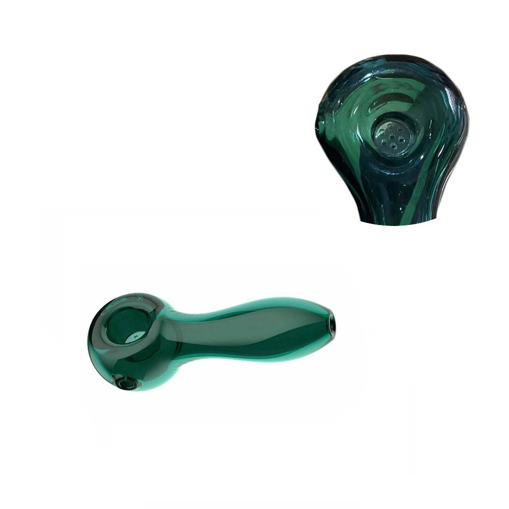 4" Mini Glass Spoon Pipe for Smoking (Green Bowl)