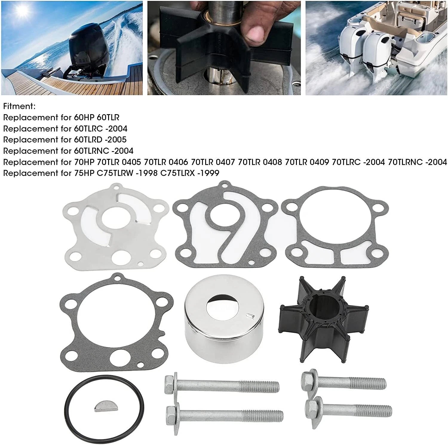 Water Pump Impeller Kit for Yamaha 75 80 85 90 HP (2-Stroke) (692-W0078-00)