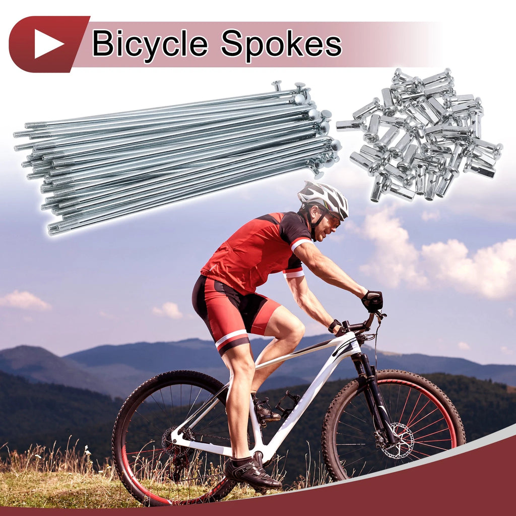 Bicycle Spokes 130mm Carbon Steel Galvanized Silver Tone for 12G Wheels (—–—)