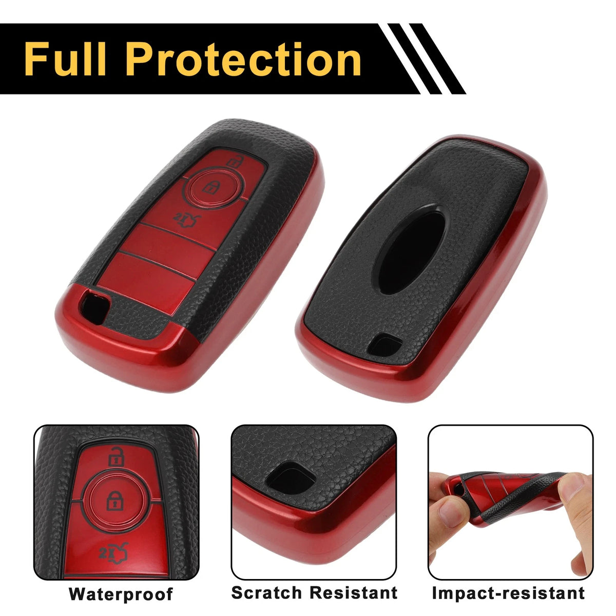 Red TPU Silicone Key Fob Shell Cover for Ford Mondeo