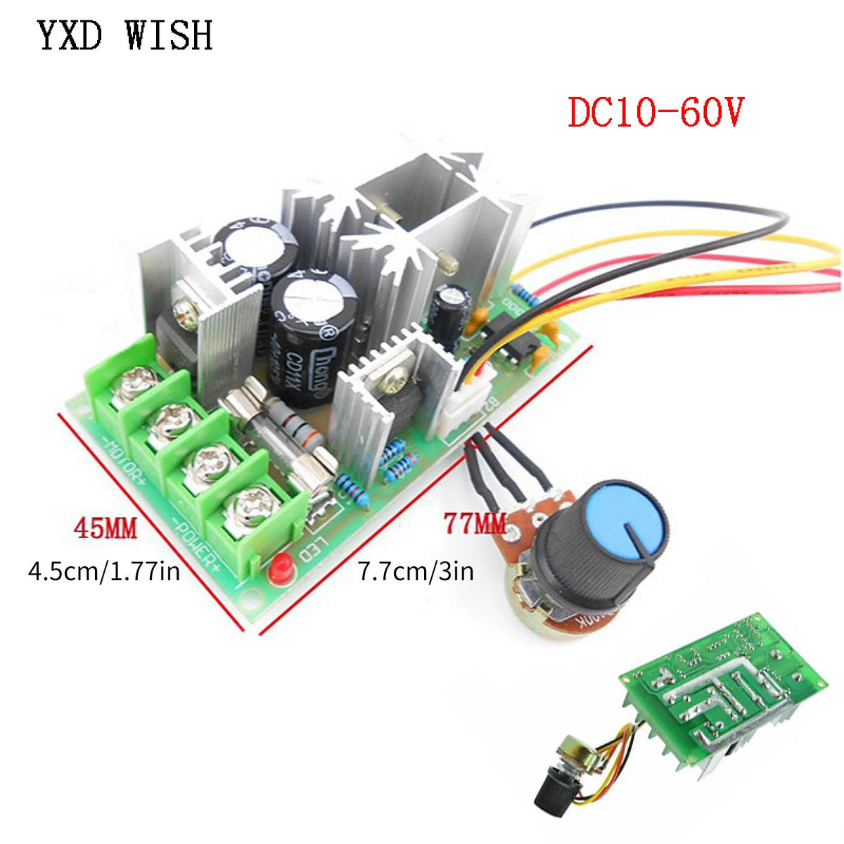 PWM DC Motor Speed Controller Switch for (10-60V, 20A)