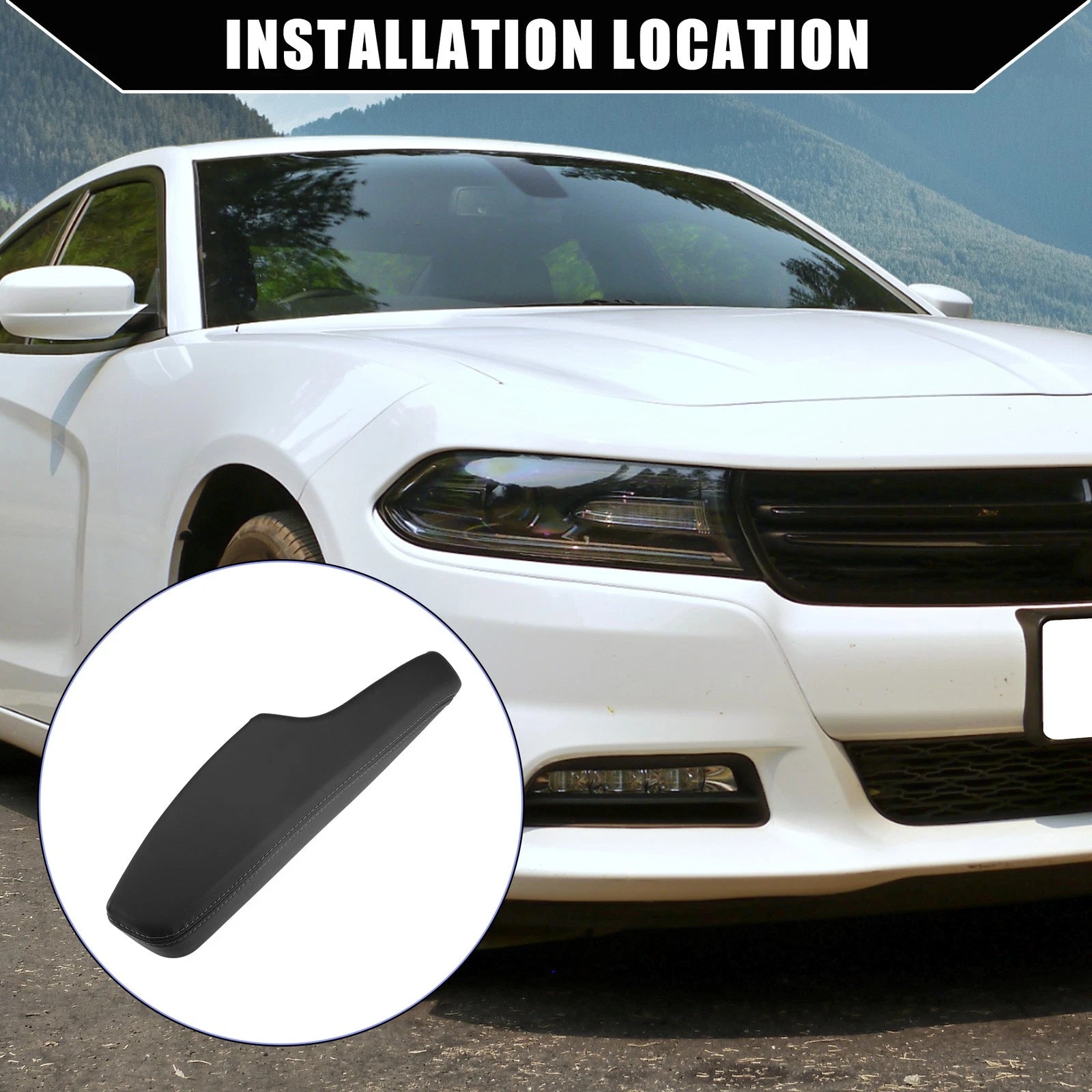 Front Left Side Inner Door Armrest Replacement for Dodge (2011–2023) Faux Leather