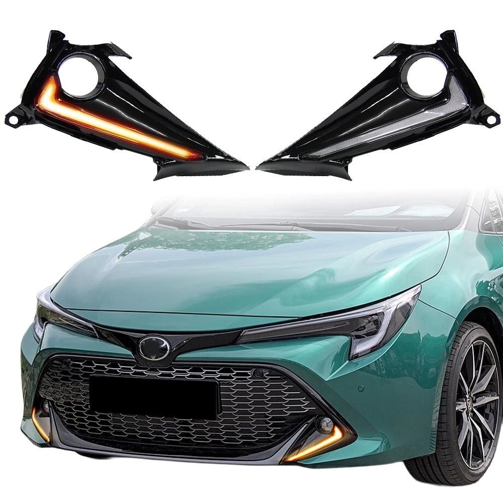 2-Color Fog Light Bezels w/ LED DRL Turn Signals for Toyota Corolla (2019–2022)