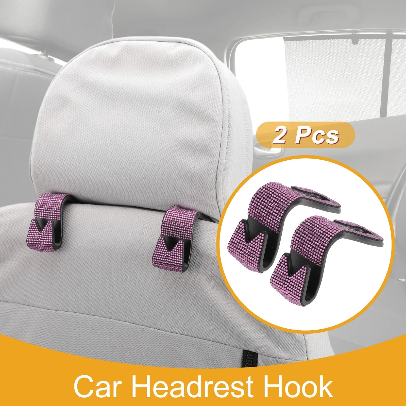 2 Pcs Universal Car Seat Headrest Hook for Hanging Purses (Pink)