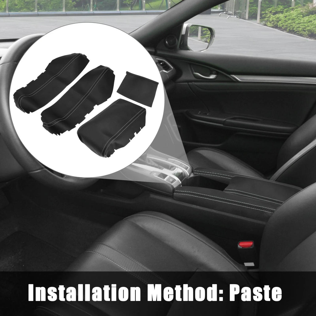 Armrest Cover Set for Honda Civic 10th Gen 2016–2020 Black White Line
