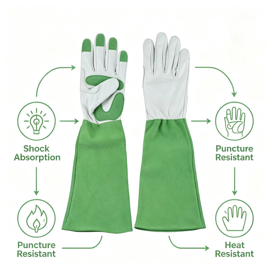 Long Cuff Cowhide Gloves for Gardening and Industrial Use
