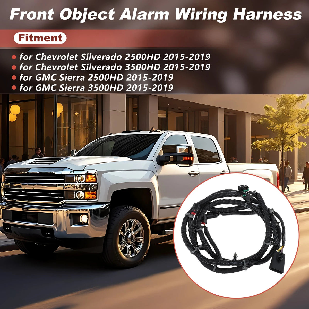 Front Object Sensor Wiring Harness for Chevy Silverado 2500HD 3500HD (2015–2019)