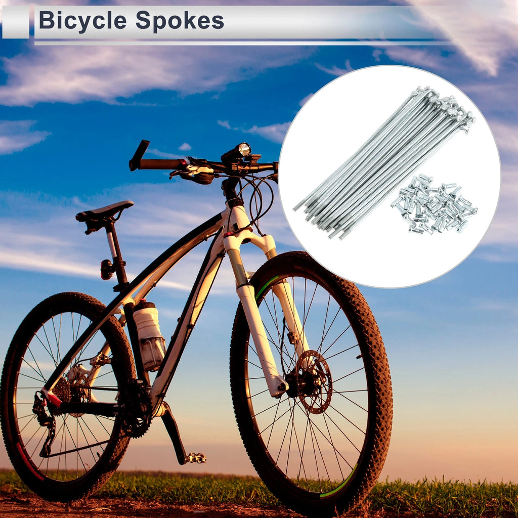 Bicycle Spokes Nipple Set 12G 121mm Carbon Steel Galvanized Silver (10 Pack)
