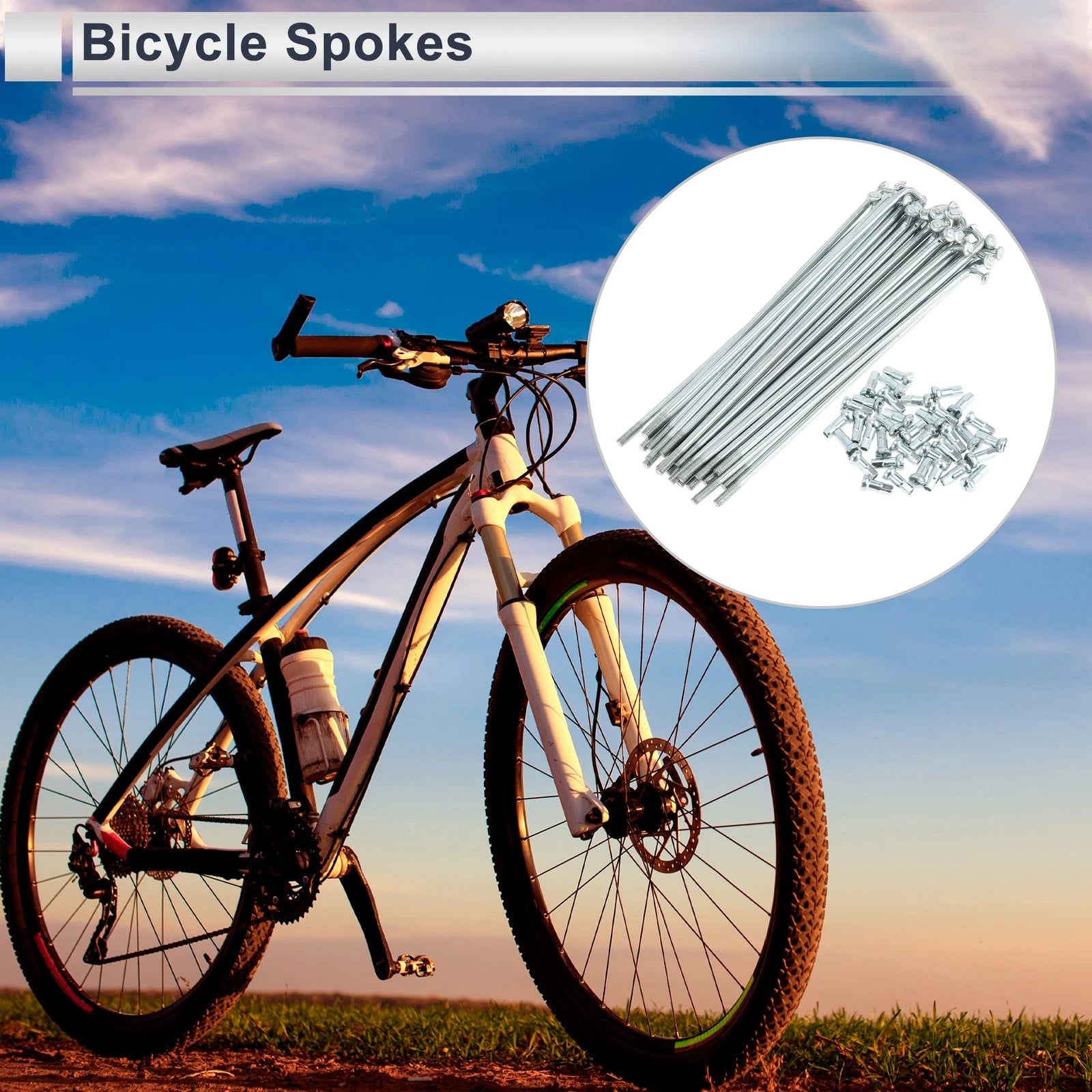 Bicycle Spokes Nipple Set 12G 121mm Carbon Steel Galvanized Silver (10 Pack)