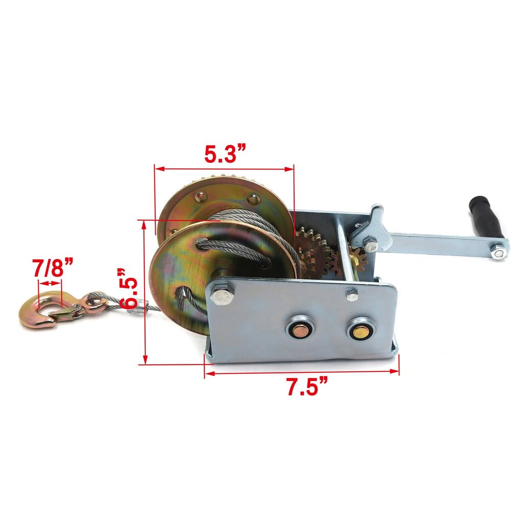 2000lbs Hand Winch for ATV Boat Trailer (Heavy Duty)