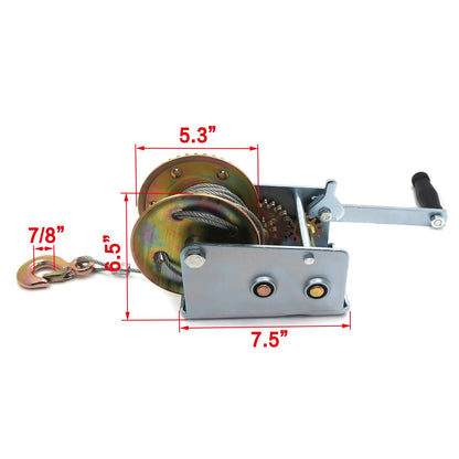 2000lbs Hand Winch for ATV Boat Trailer (Heavy Duty)