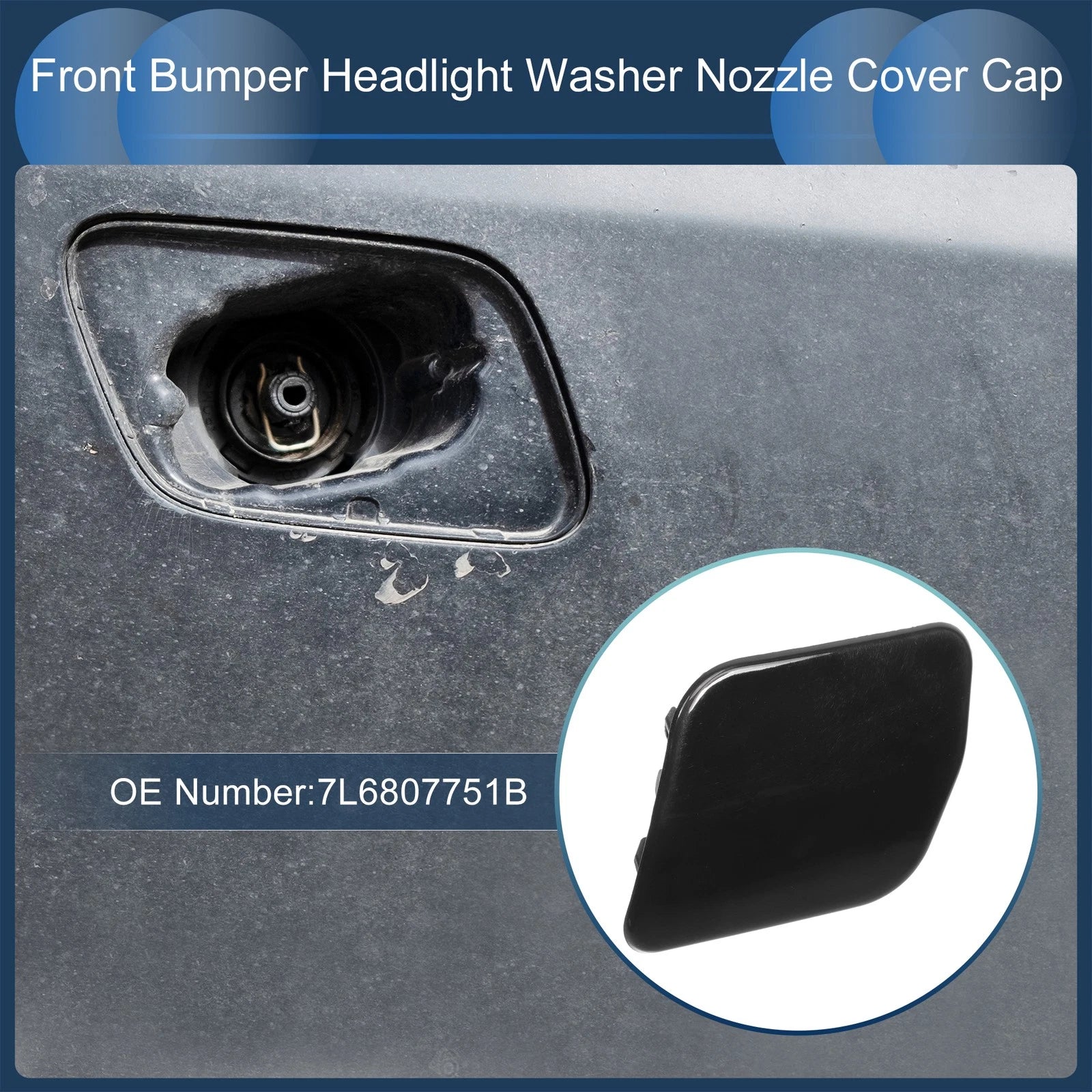 Front Left Washer Nozzle Cover Cap Replacement for Volkswagen Touareg (2007–2010)