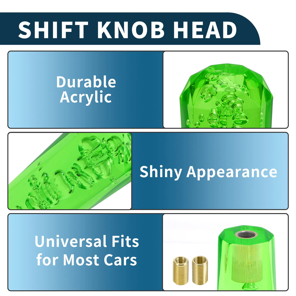 Set of 1 Gear Shift Knob for Universal Fit (25cm, Acrylic Green)