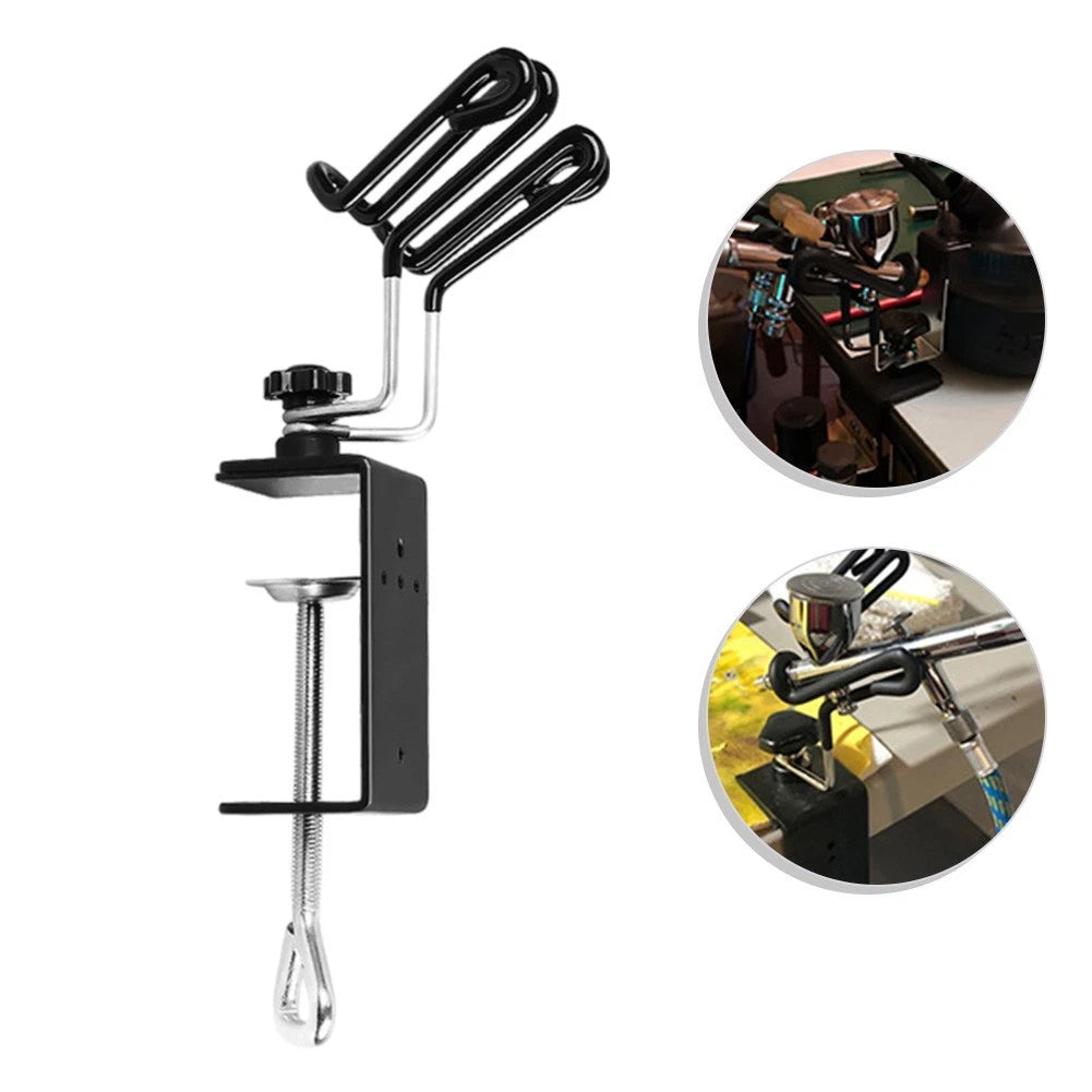 Sleek Airbrush Holder for Secure Clamping and Side Organizer