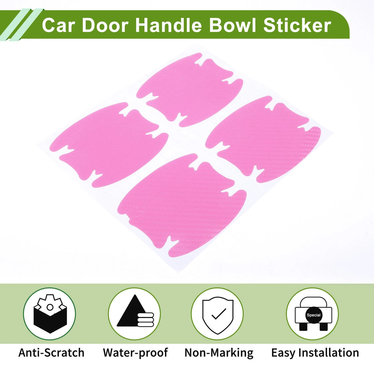 Car Door Handle Bowl Sticker for Universal Fit (83x90mm) - Pink