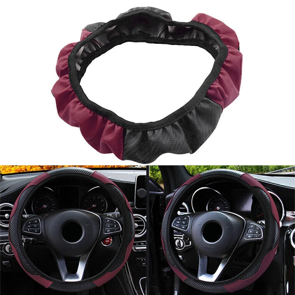 15" Leather Microfiber Steering Wheel Cover for Universal Car SUV (Universal)