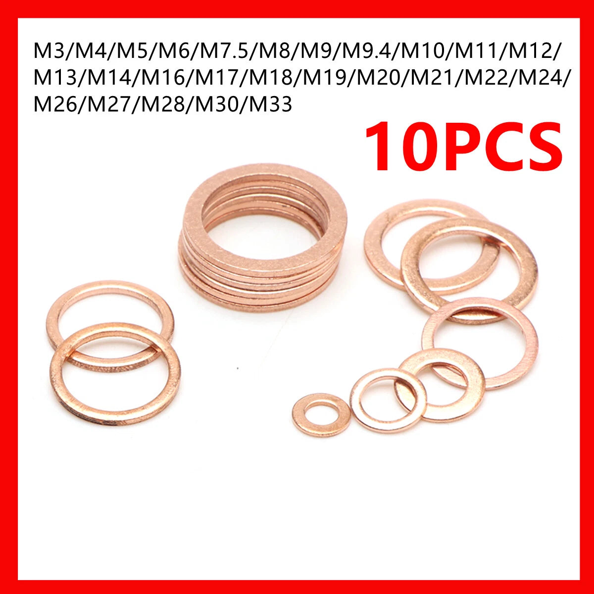 Copper Crush Washers for Range Rover (2022) - Sizes 3mm to 33mm