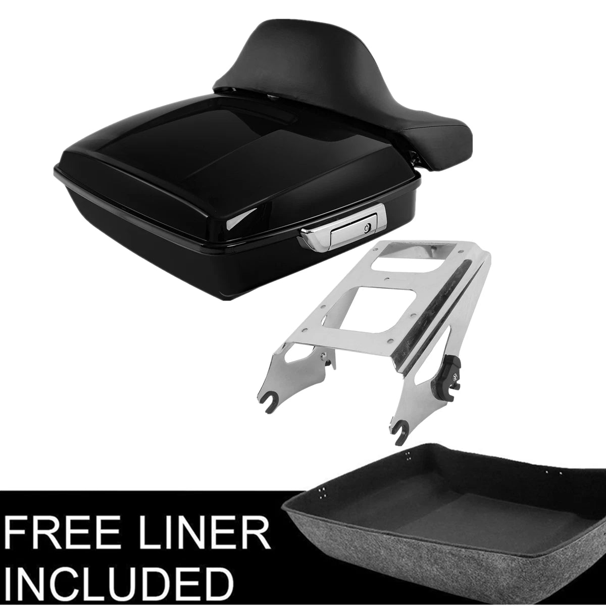 Chopped Trunk Backrest Pad Mount Rack for Harley Touring Road Glide (2009–2013)