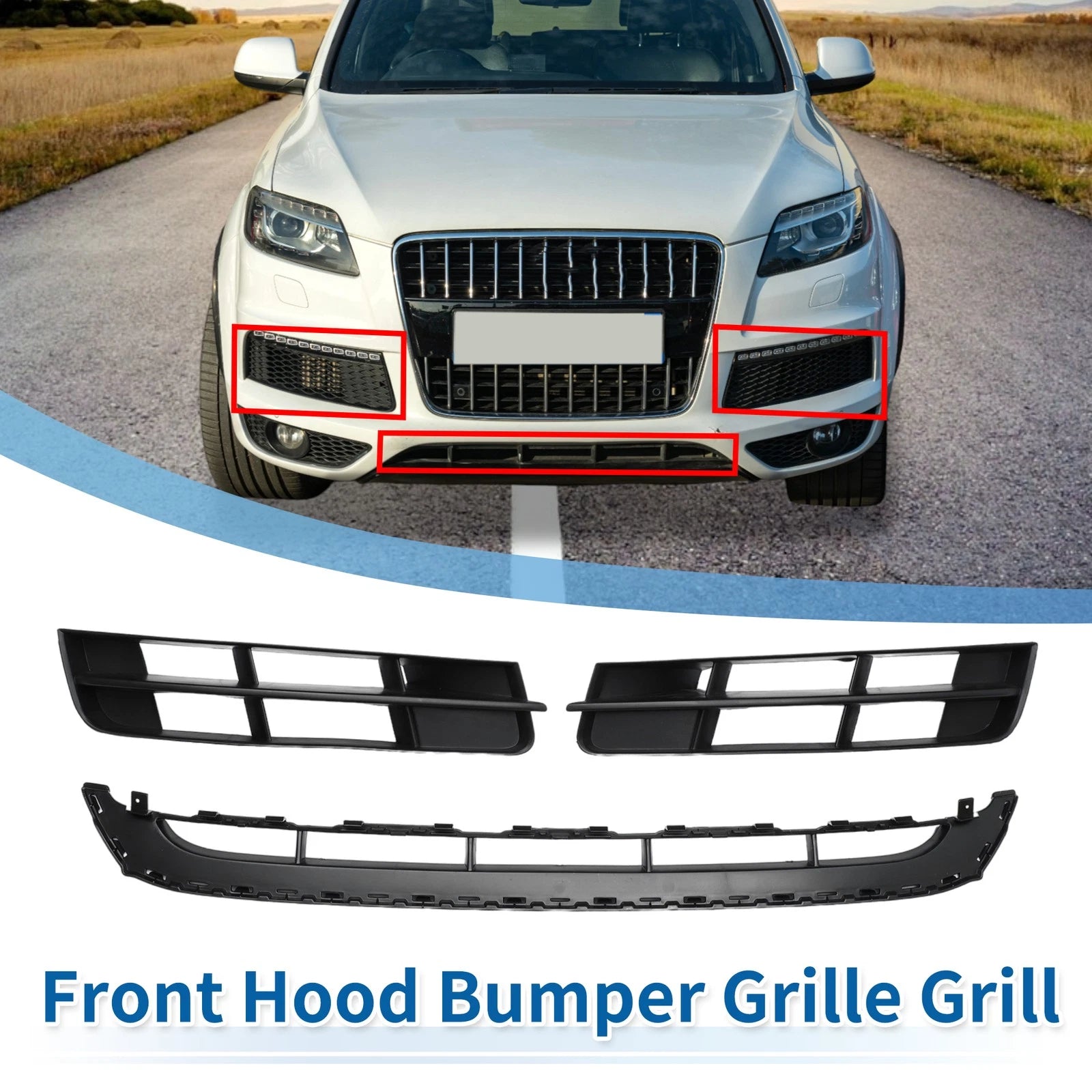 Front Lower Bumper Grille Grill Replacement Set for Audi Q7 (2010–2015)