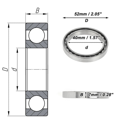 1 Pc Deep Groove Ball Bearing 40x52x7mm for Scooter Skateboard