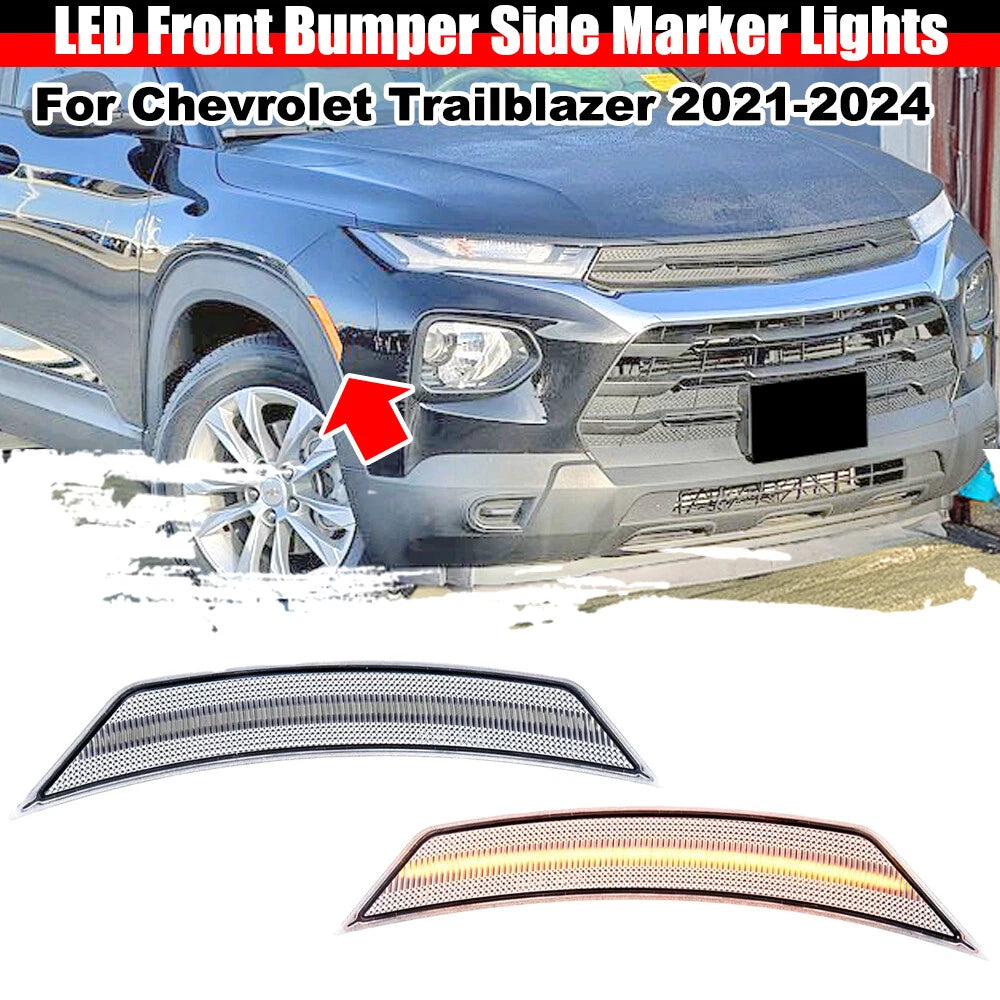 2X Clear Lens Amber LED Front Side Marker Lights for Chevrolet Trailblazer (2021–2024)