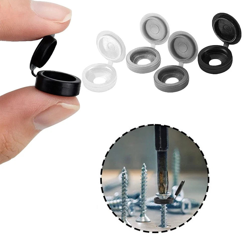100pcs Hinged Screw Cover Caps for Screw Protection (4 Colors)