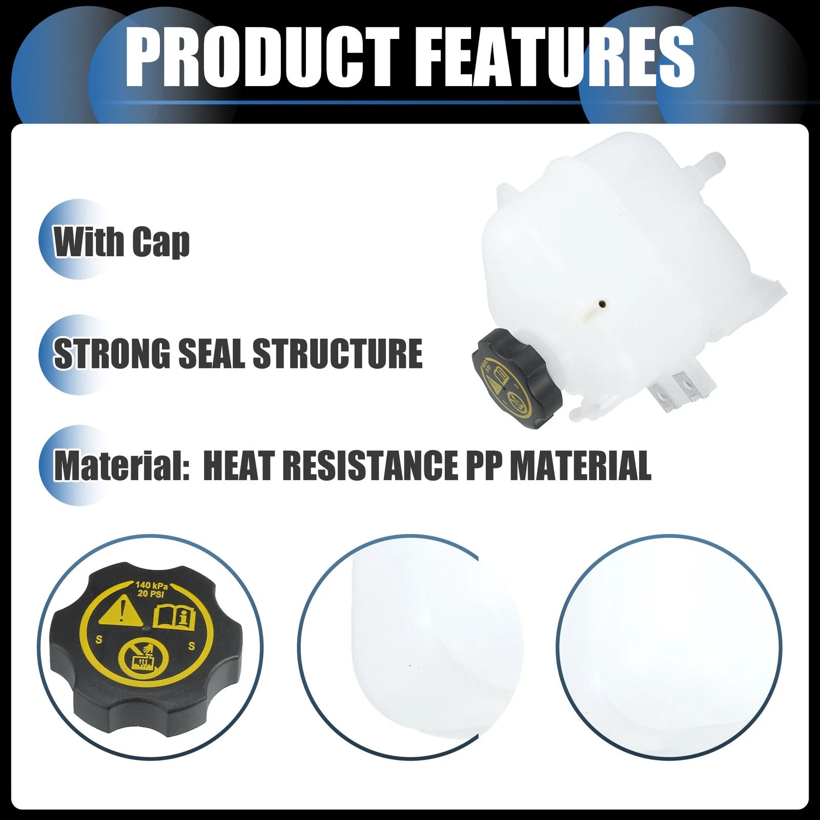 Coolant Expansion Overflow Tank with Cap Replacement for Chevrolet Beat (2012–2019)