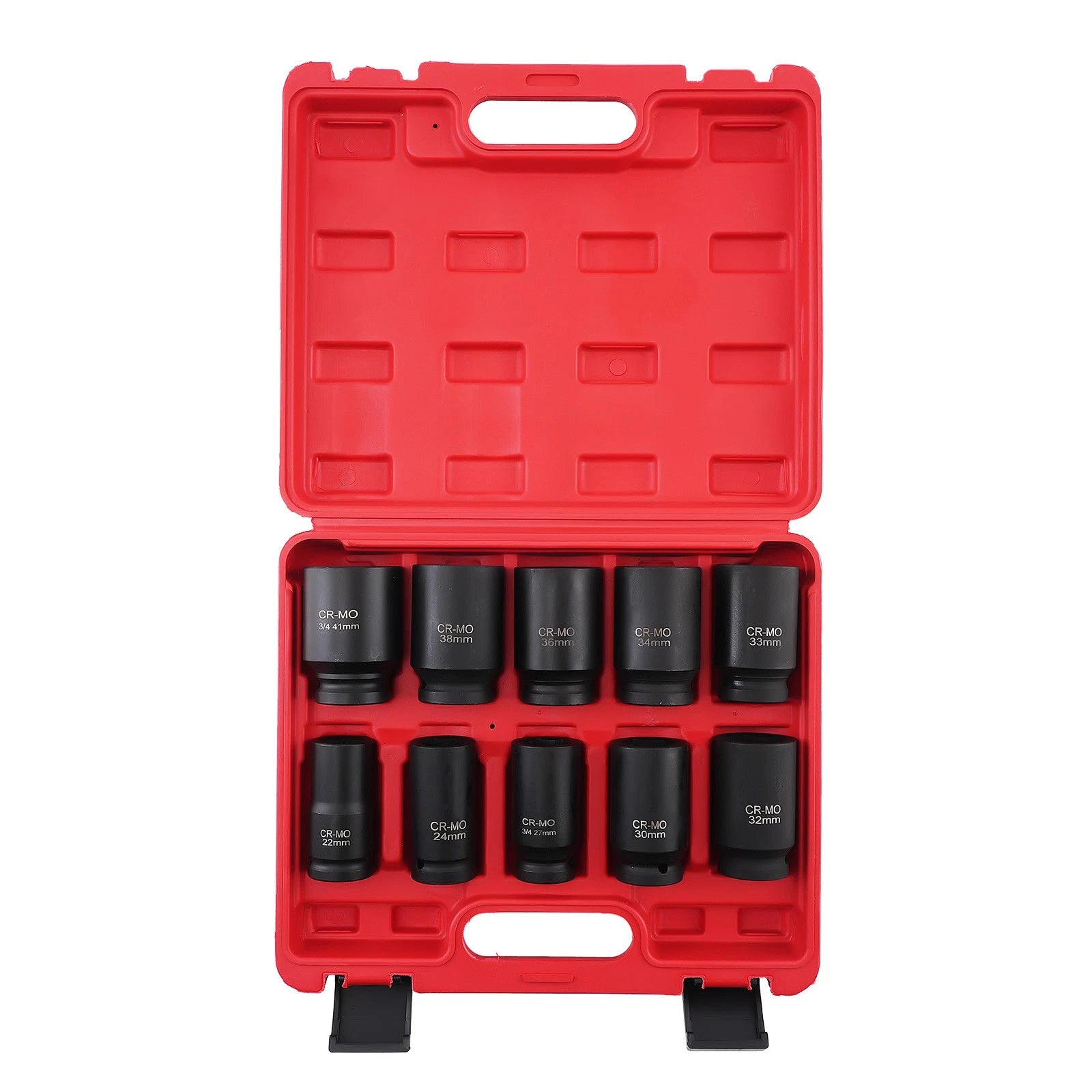 10pcs 6-Point Drive Deep Impact Socket Set for Metric Vehicles (22mm-41mm)