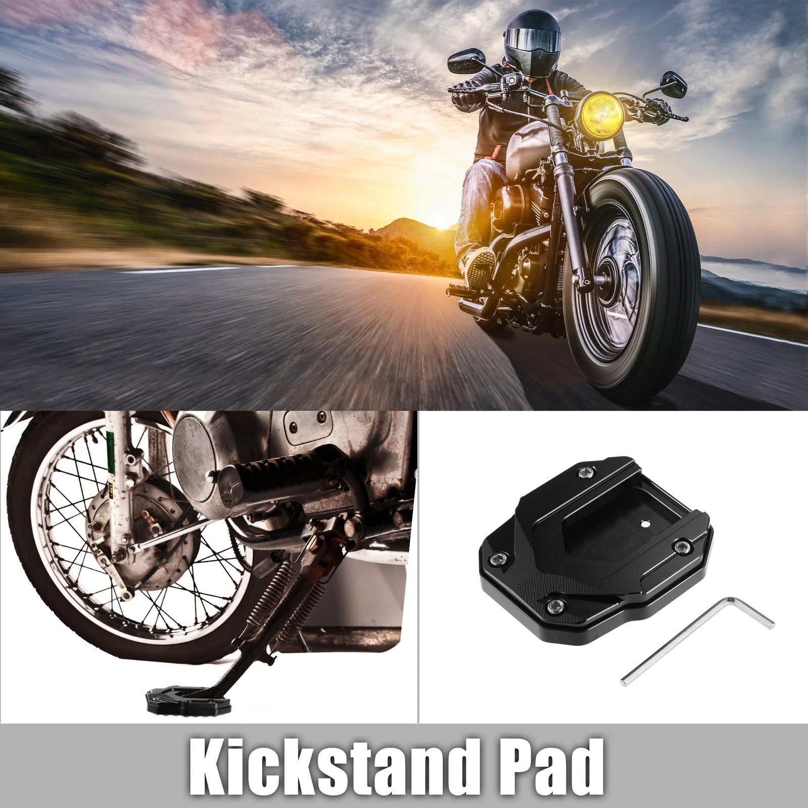 Kickstand Plate Pad Aluminum Alloy Replacement Kit with Wrench for BMW (2000–2024)