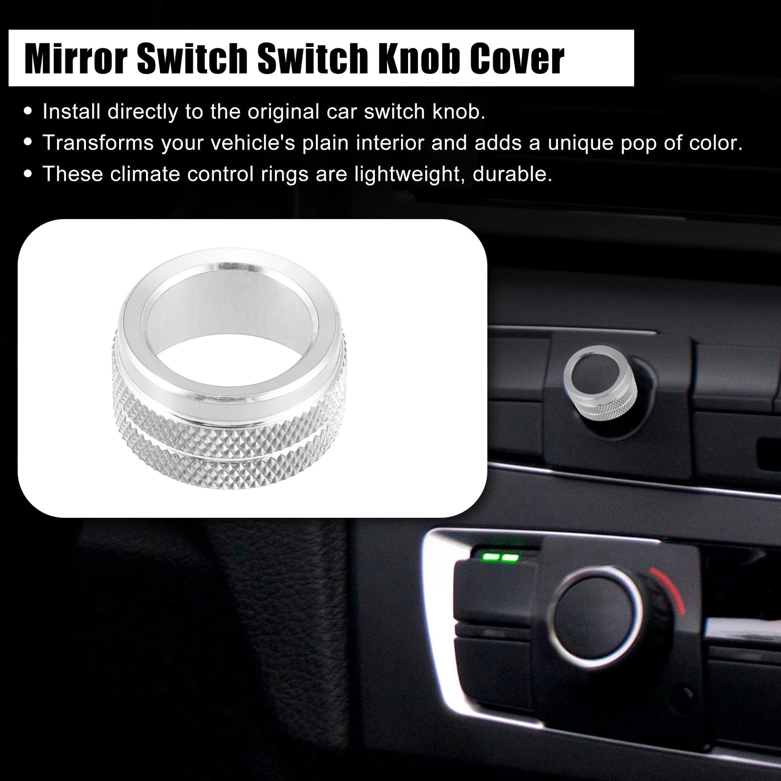 Auto Mirror Switch Knob Cover Decoration Replacement for Toyota Silver Tone (—)