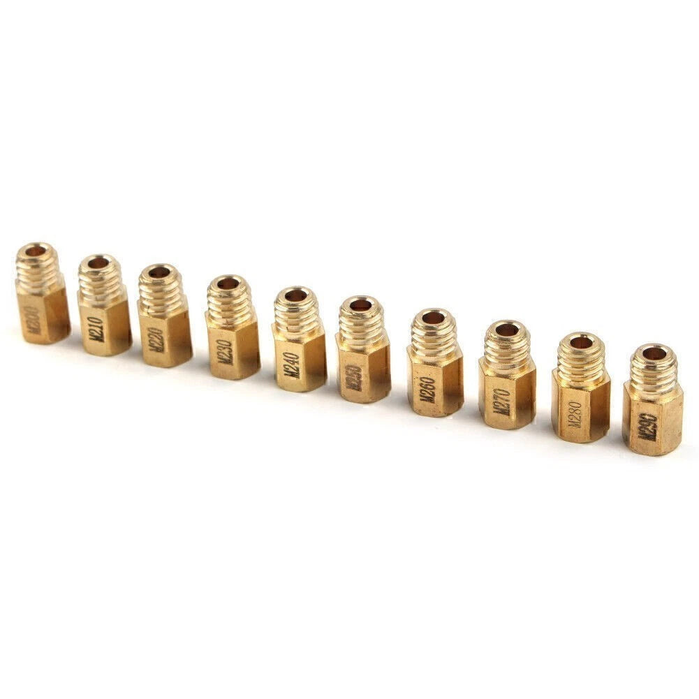 Set of 10 Hex Type Carburetor Main Jets for Mikuni VM/TM/TMX 200-290
