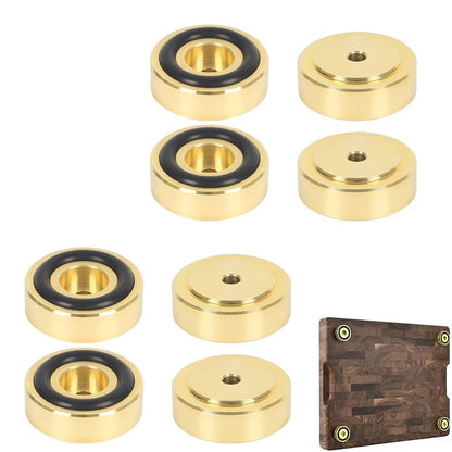 8x Gold Brass Chopping Board Feet with Non-Slip Pads