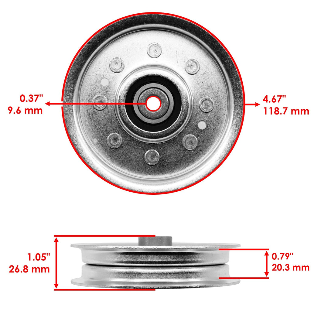 Deck Pulley with Idler Pulley Replacement for John Deere Z465 Eztrak (2010–2018)