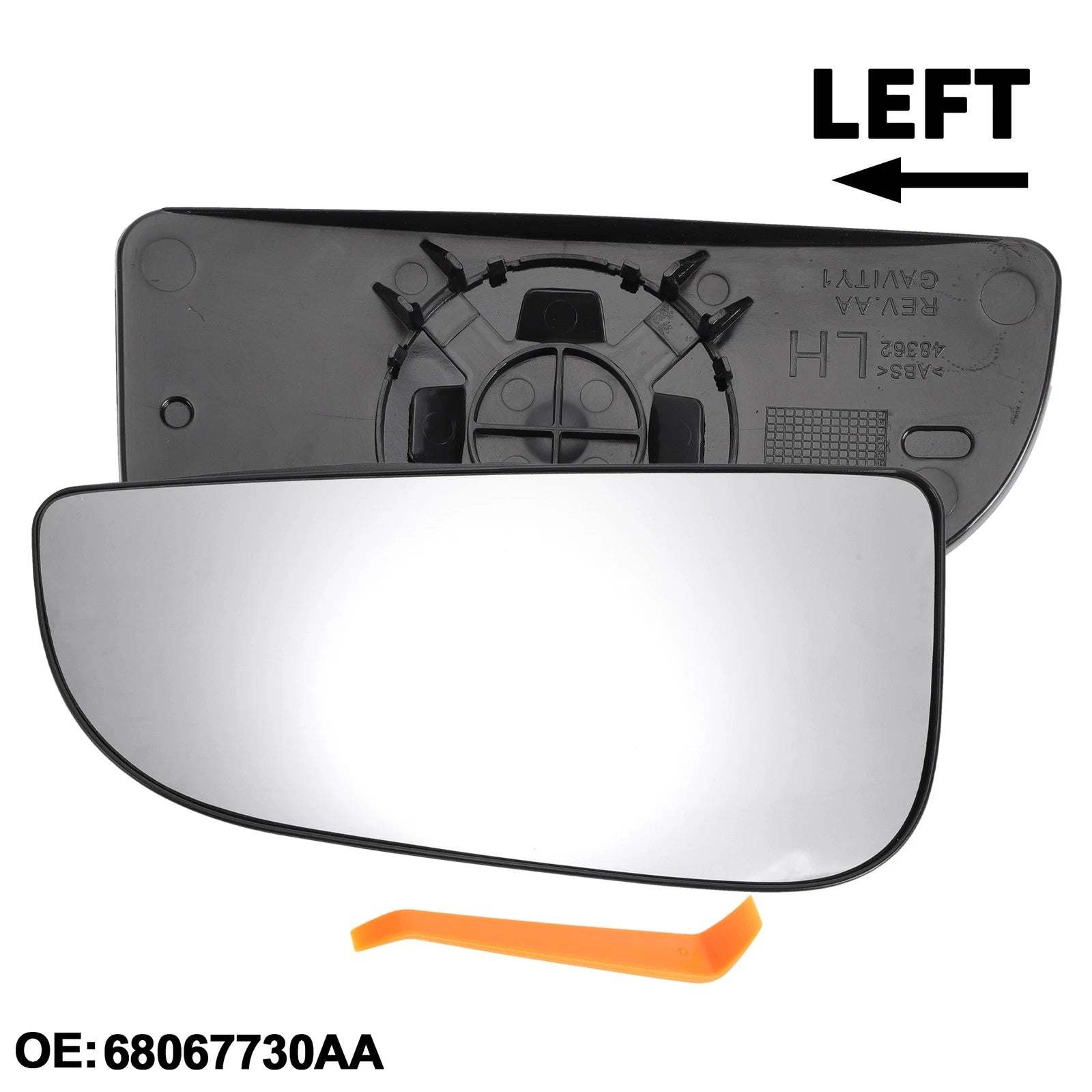 Left Driver Side Tow Mirror Glass Replacement for Dodge (Non-Heated)