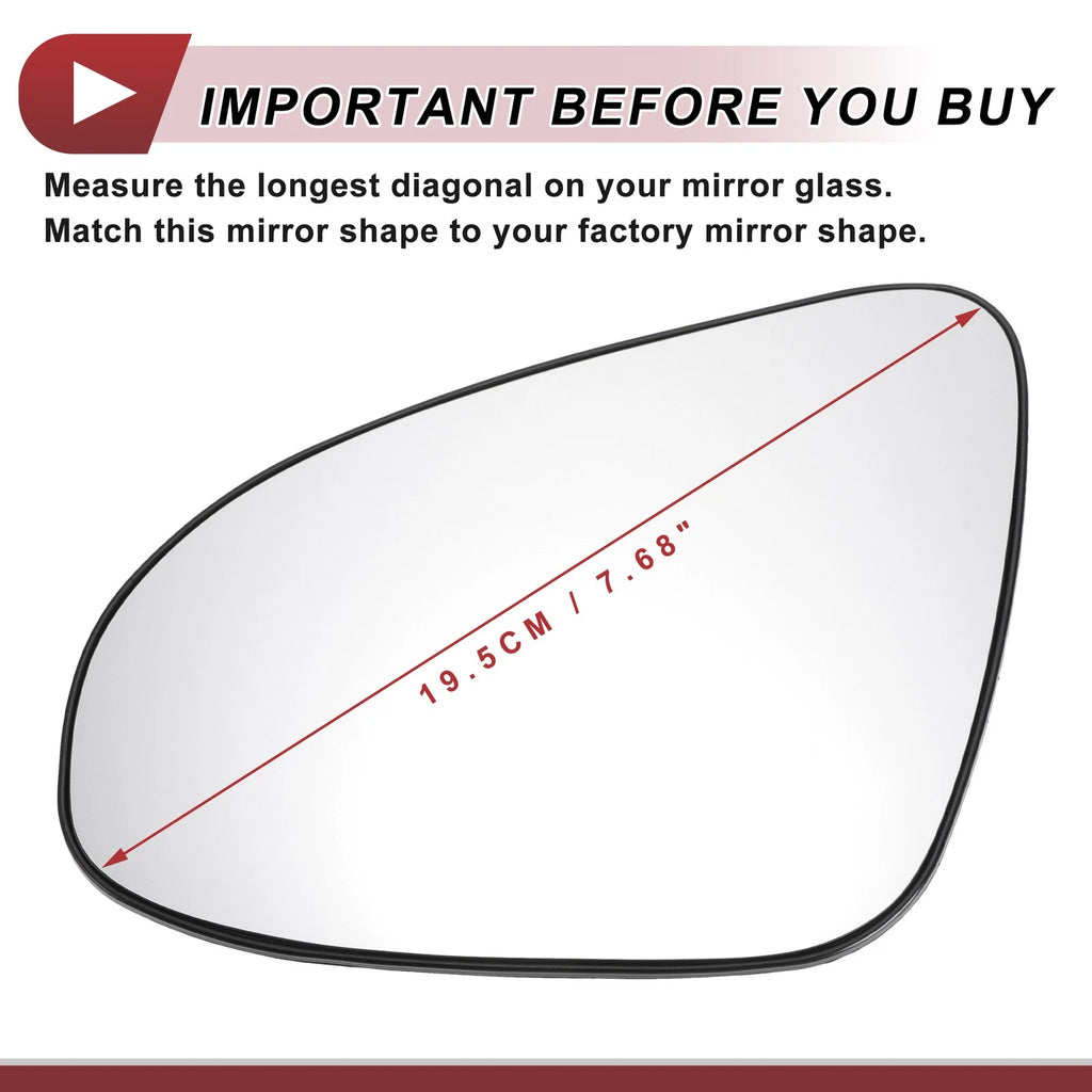 Non Heated Left Driver Side Mirror Glass Replacement for Toyota Yaris (2012–2017)
