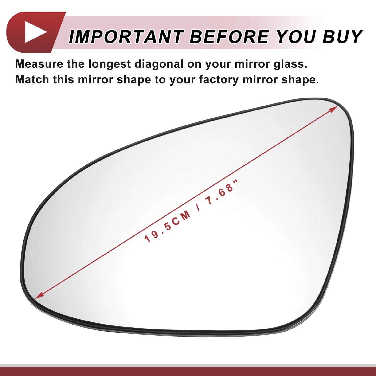 Non Heated Left Driver Side Mirror Glass Replacement for Toyota Yaris (2012–2017)