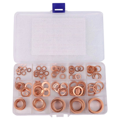 150 Piece Copper Washer Assortment Kit for Easy Transport