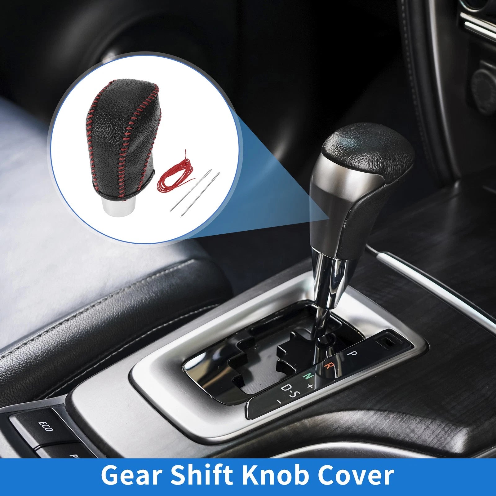 Gear Shift Knob Cover Set for Volkswagen Golf (2015–2019) Pebbled Black Red