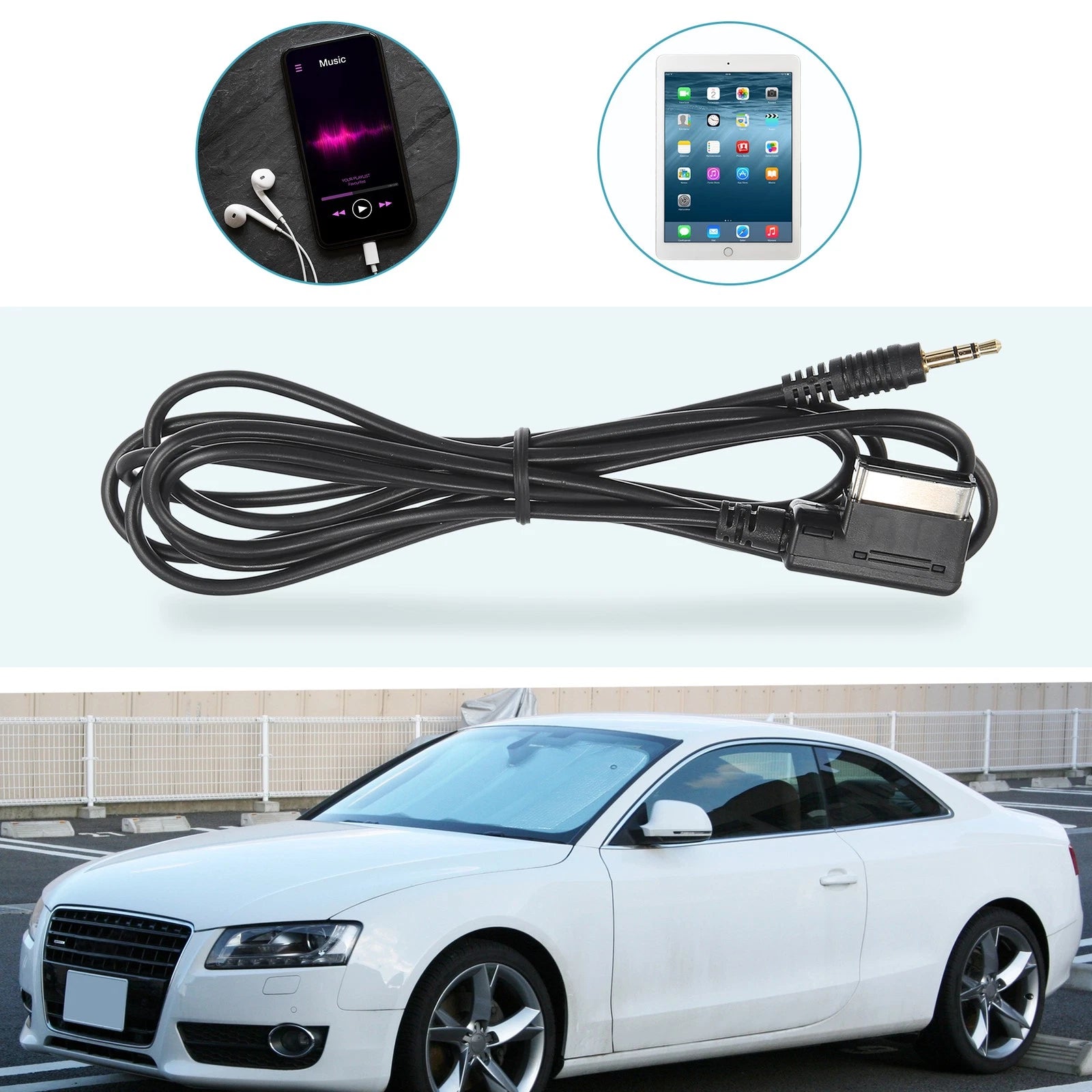 Music Interface AMI MMI AUX 3.5mm Jack Adapter Cable for Audi