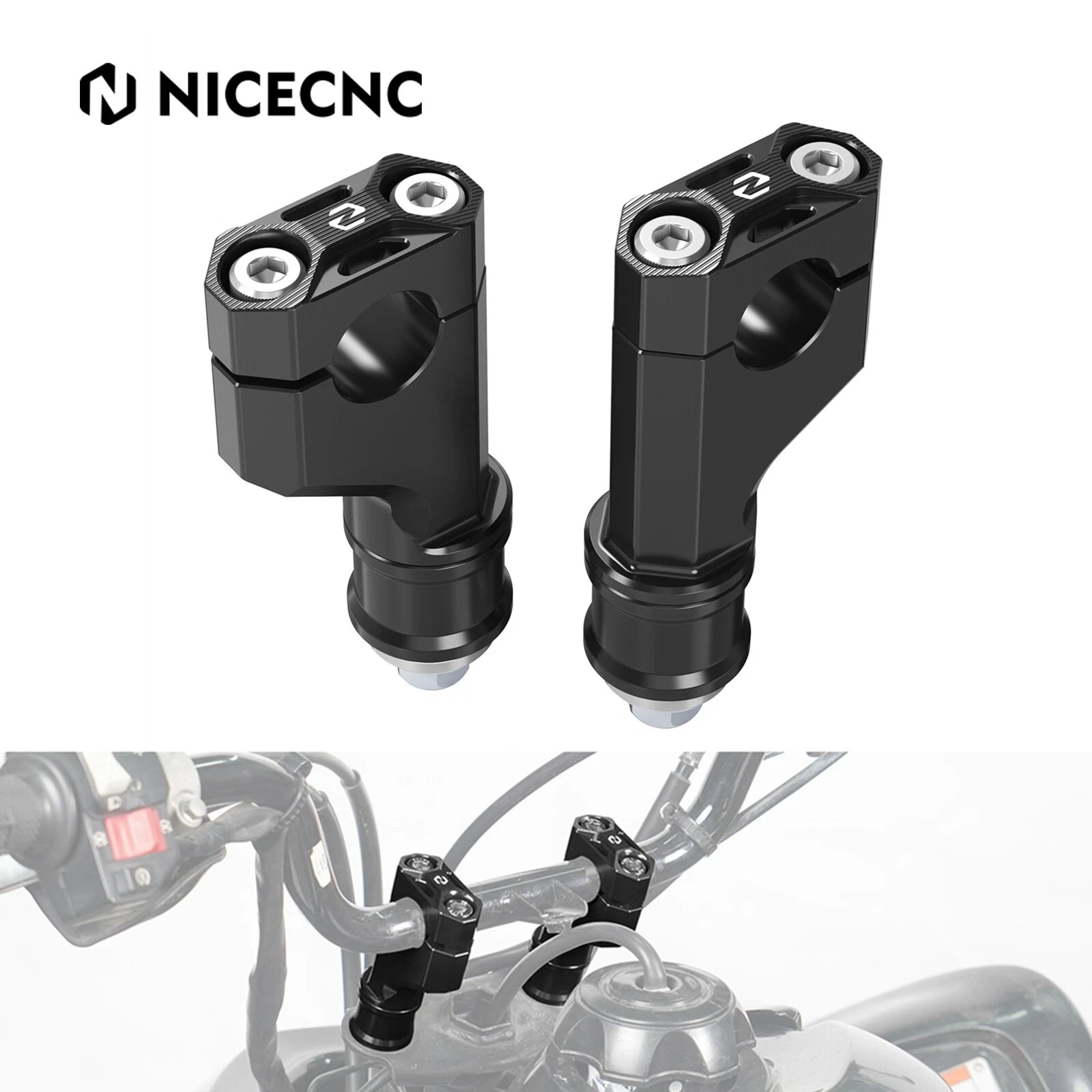2" Handlebar Riser Clamps for Honda TRX450R/TRX450ER (2006–2014) Black