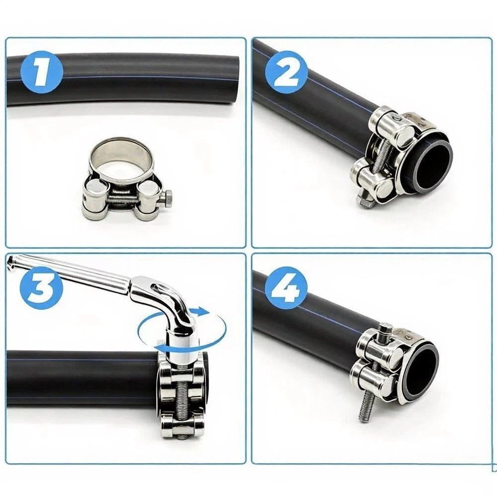 6pcs Adjustable 304 Stainless Steel Hose Clamps for Exhaust Pipes (60-63mm)