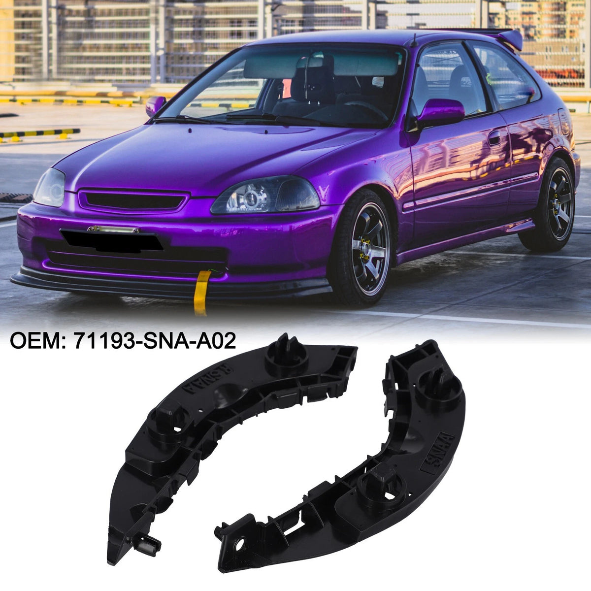 Front Bumper Bracket for Honda Civic (2006–2011) Black Finish Set of 2