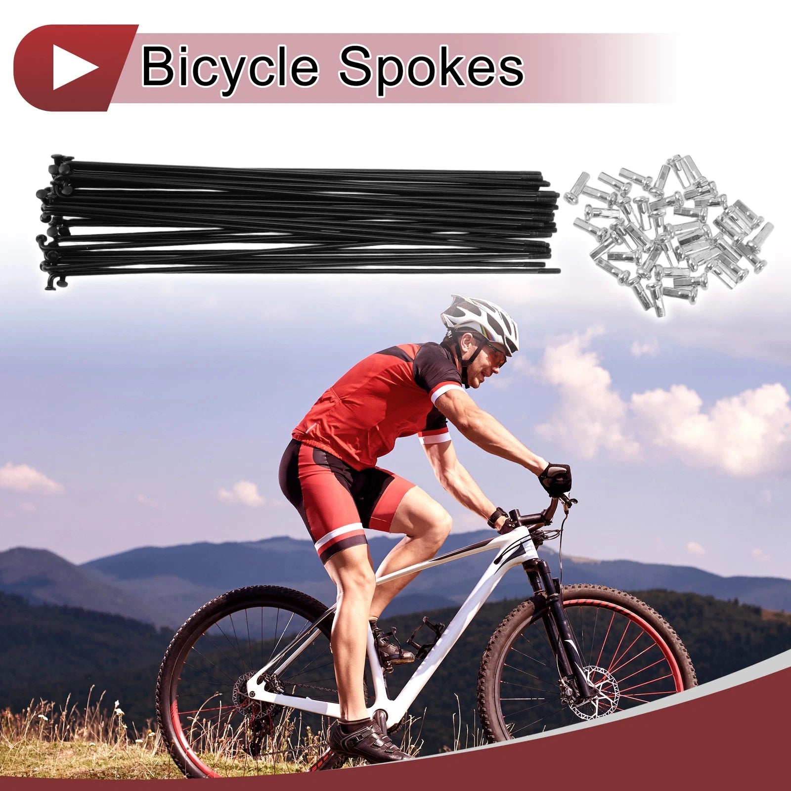 14G Bicycle Wheel Spokes Carbon Steel 181 mm Replacement Set for Universal (—–—)